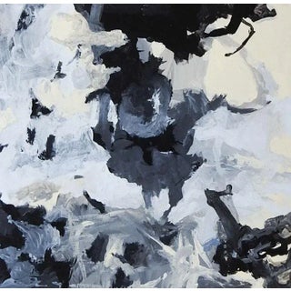 Late 20th Century Abstract Gray and Black Painting For Sale