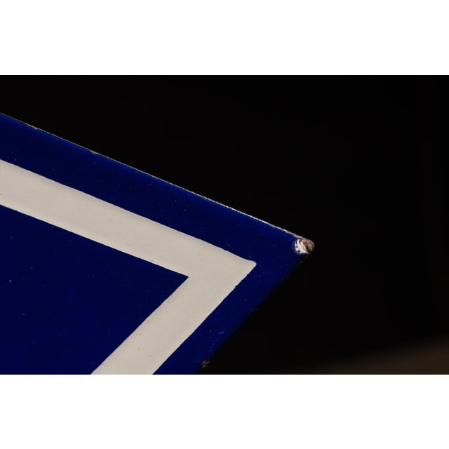 1960s Double-Sided Porcelain "Service Entrance" Arrow Sign For Sale - Image 11 of 15