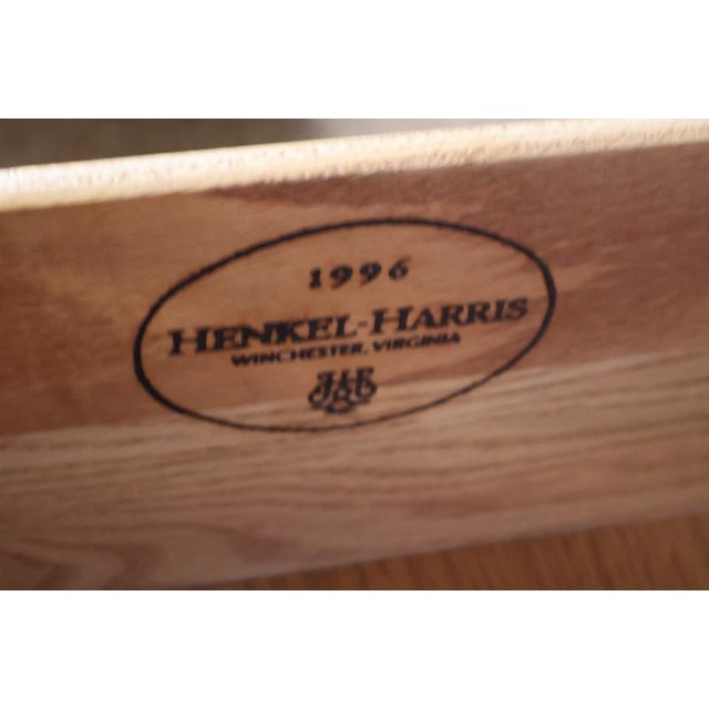1990s Henkel Harris Mahogany & Flame Birch Inlaid Rogers Bowfront Dresser Chest For Sale - Image 9 of 17