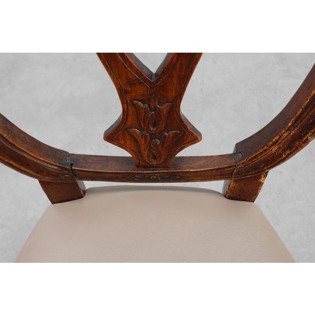 Antique Gustavian Walnut Chair with Leather, 1700s For Sale - Image 9 of 14