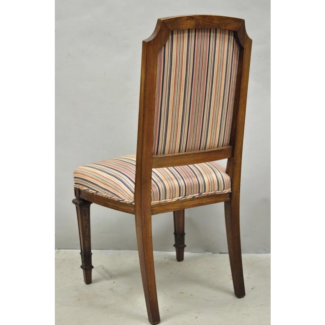 Vintage French Country Provincial Style Carved Walnut Dining Side Chair Set of 4 For Sale - Image 12 of 15