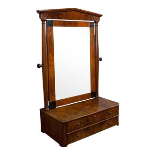 1880s Victorian Empire Style Walnut Vanity Mirror For Sale