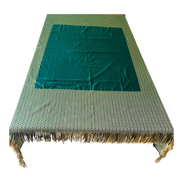 Vintage Gold Silk Wool Brocade Table Cloth Throw For Sale
