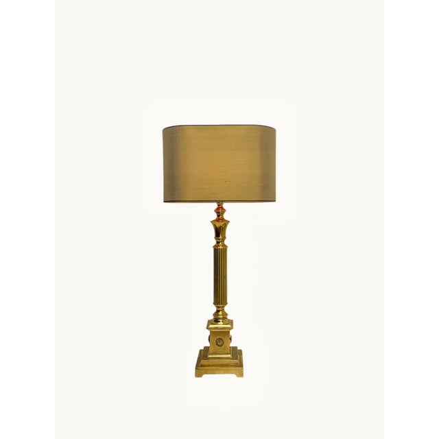 Gold Vintage French Architectural Brass Table Lamp, 1960s For Sale - Image 8 of 8