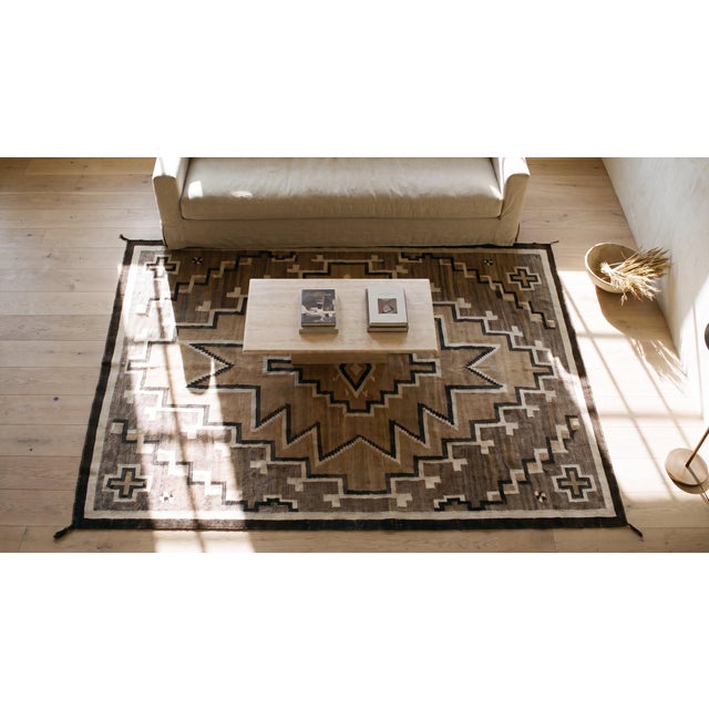 Gray 1930s Gray Geometric Tribal Antique American Navajo Rug 3' 8" X 5' 8" Flatweave Wool Carpet For Sale - Image 8 of 9