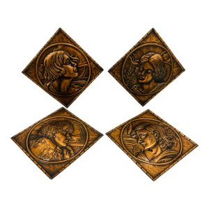 Set of 4 Copper Portraits Signed Gilles