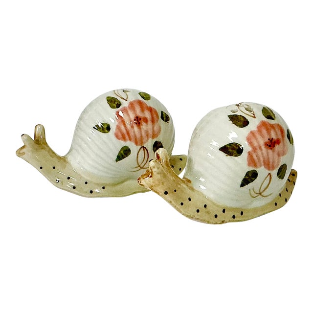 1940s Vintage Boho Chic Coastal Snail Salt & Pepper Shakers - A Pair For Sale