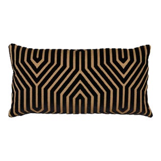 Schumacher x Mary McDonald Vanderbilt Velvet 24" Lumbar Pillow in Tortoise For Sale