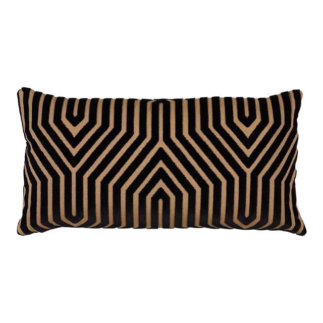 Schumacher x Mary McDonald Vanderbilt Velvet 24" Lumbar Pillow in Tortoise For Sale