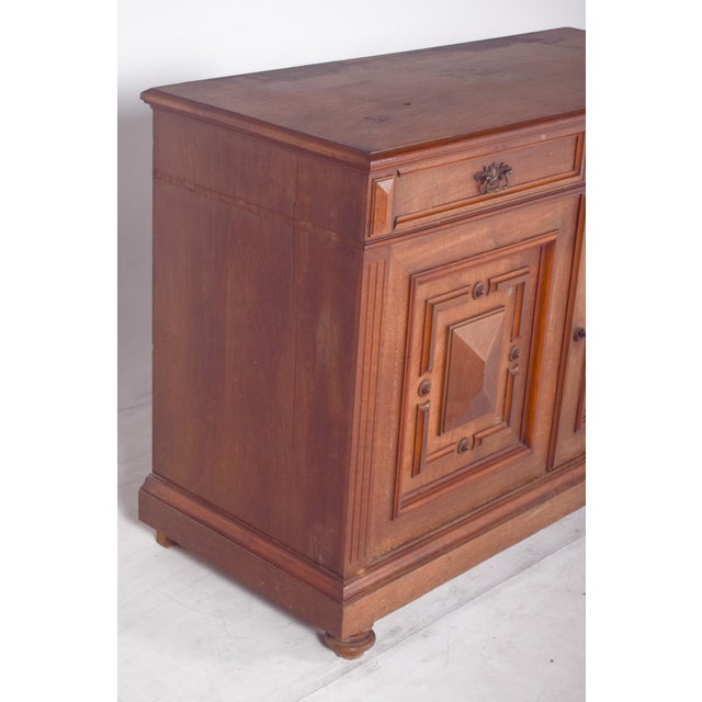 Wood Antique European Oak Sideboard with Padded Doors For Sale - Image 7 of 13