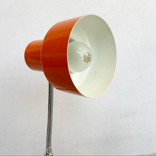 Mid-Century Modern Vintage Pifco Model 986 Orange Gooseneck Desk Lamp, 1970s For Sale - Image 3 of 7