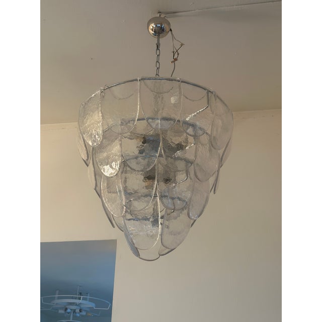 2020s Contemporary Modern Clear "Petals" Murano Style Glass Chandelier For Sale - Image 5 of 12