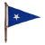 Vintage Blue & White Nautical Burgee Pennant Flag on Wooden Staff – Defiance Cotton Bunting – Coastal Maritime Decor For Sale