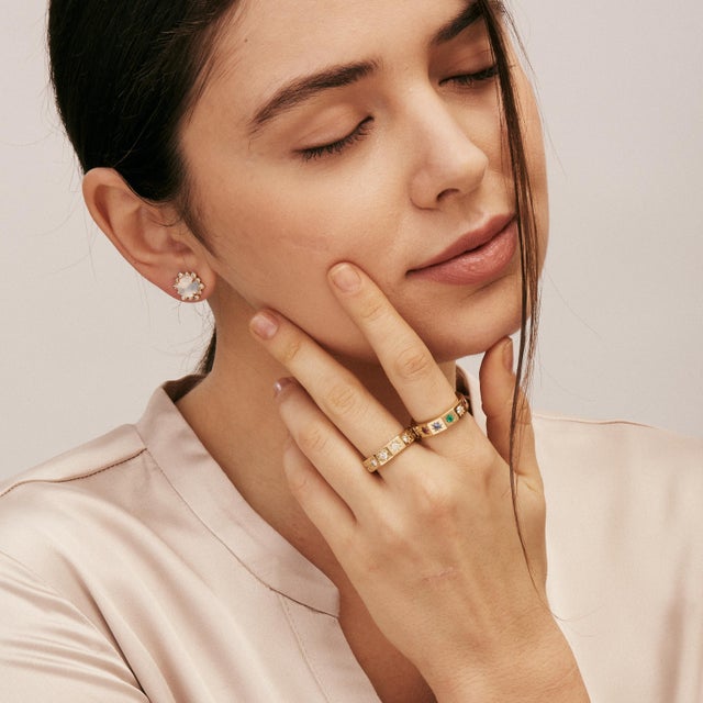 Contemporary Syna Yellow Gold Cosmic Multi-Color Stars Band with Diamonds For Sale - Image 3 of 4