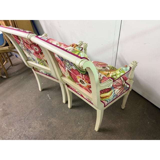 French Vintage Directoire Style Armchairs For Sale - Image 9 of 12