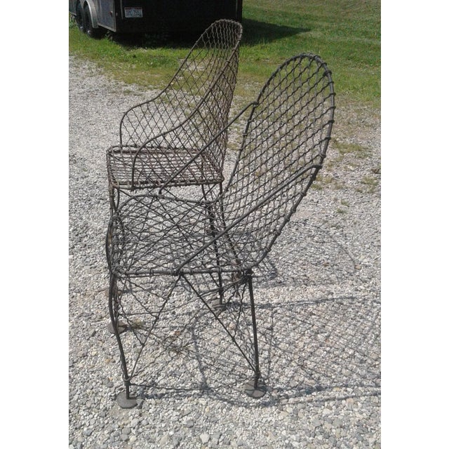 Two Antique Victorian Wire Chairs in the Manner of Salterini Two antique Victorian twisted wire chairs in the manner of...