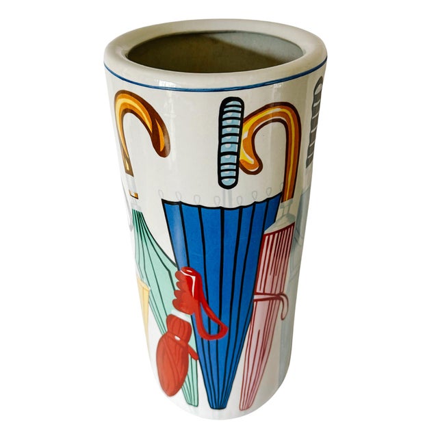 1960s 1960s Mid-Century Umbrella Stand With Illustrated Umbrellas For Sale - Image 5 of 7