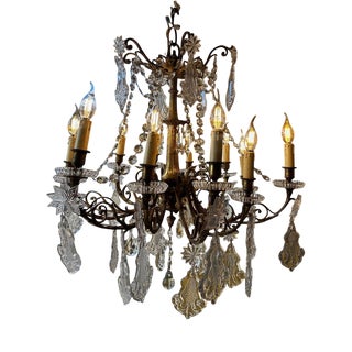 19th Century Crystal and Bronze Chandelier For Sale