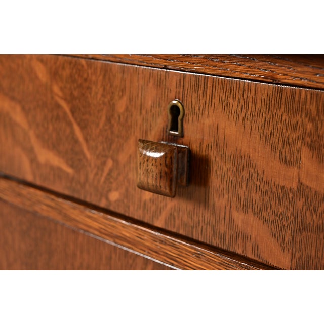 Stickley Brothers Style Antique Mission Oak Arts & Crafts Sideboard Buffet or Bar Cabinet, Circa 1910 For Sale - Image 9 of 16