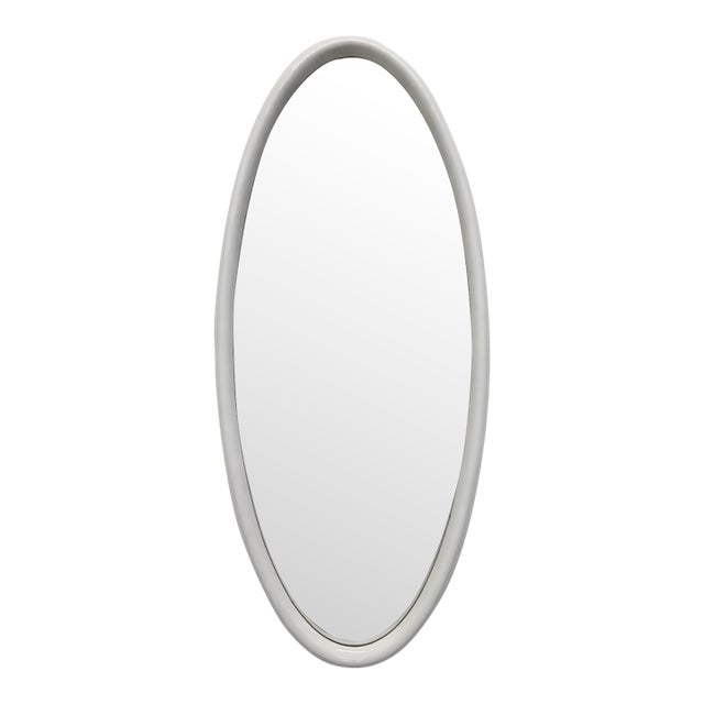 Mid-Century White Lacquer Wall Mirror, American Mirror Company 1966 For Sale