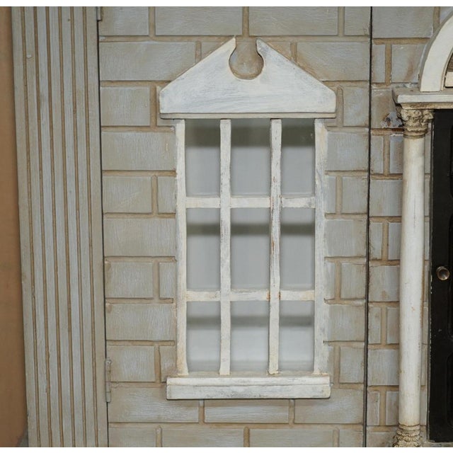 Wood Tall Antique Georgian Painted Town House Wardrobe with Drawers For Sale - Image 7 of 16