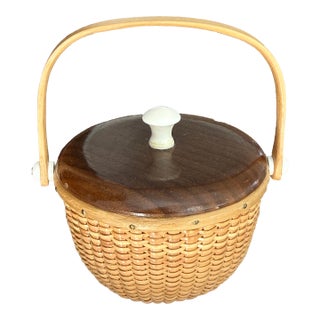 Woven Nantucket Basket Signed For Sale