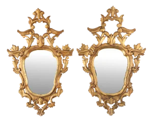 Rococo Venetian Giltwood Mirrors, Italy, 1850s, Set of 2