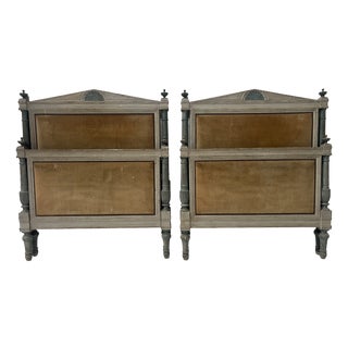 20th Century Directoire-Style Beds in Painted Beechwood, Set of 2 For Sale