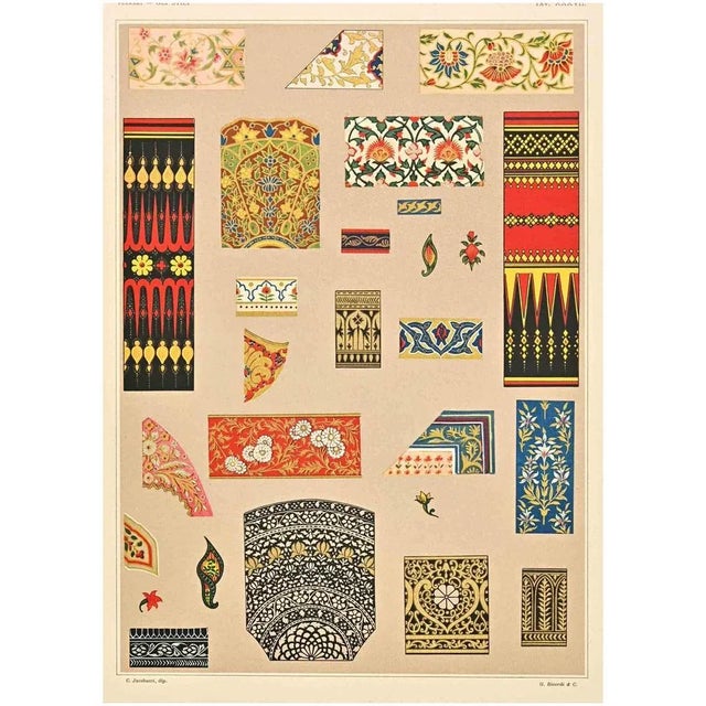 Decorative Motifs-Indian Style is a print on ivory-colored paper realized by Carlo Jacobucci in the early 20th Century....