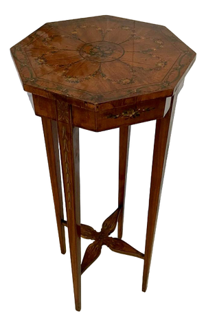 Victorian Hand-Painted Satinwood Side Table, 1880s
