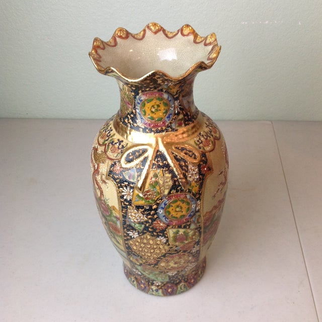 Hand Painted Royal Satsuma Vase Chairish