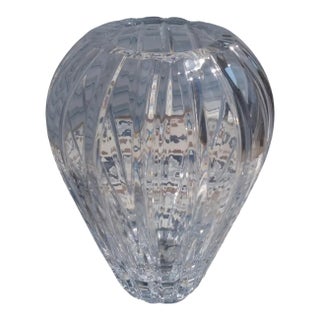 Heavy Etched Crystal Vase For Sale