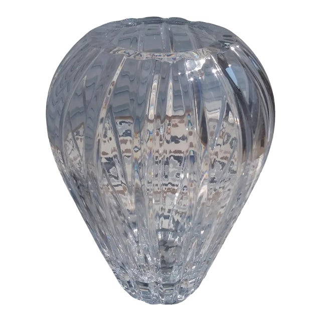 Heavy Etched Crystal Vase For Sale