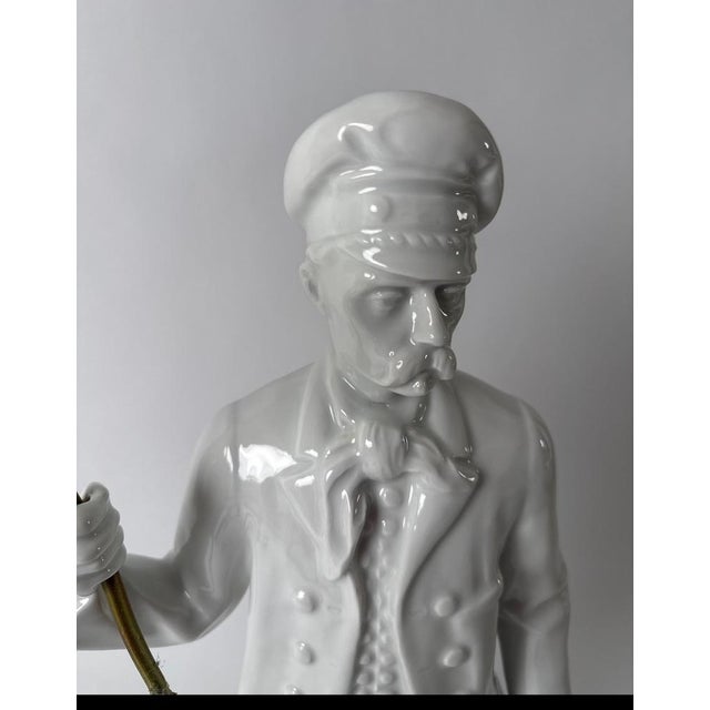 White Porcelain Statue of a Revolutionary with a Device for a Flag or Flower, 1950s For Sale - Image 3 of 18