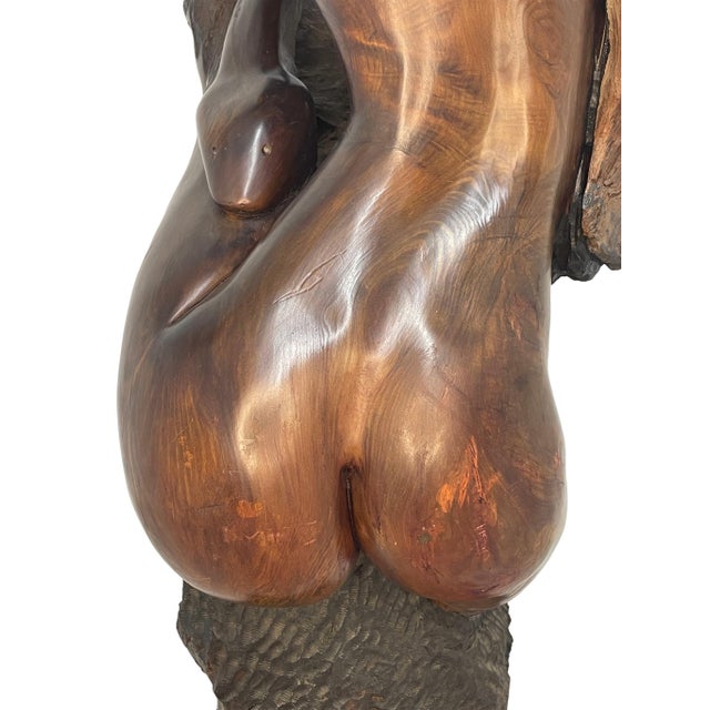 1980s Monumental Signed Wood Sculpture by Sig De Tonancour, 1984 | Organic Modern Figurative Form For Sale - Image 9 of 13