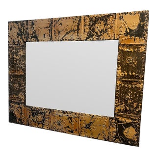 Ogt Recycled Antique Ceiling Tin Tile Mirror For Sale