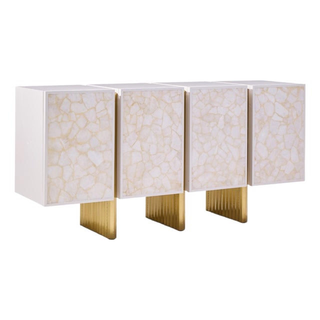 Baker Kira Mid Century Quartz Front Sideboard Credenza For Sale