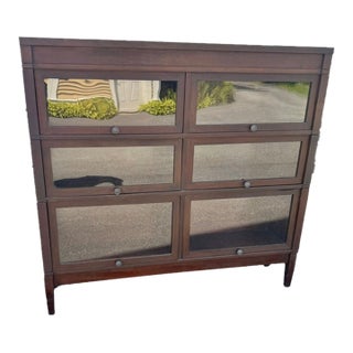 Antique Globe Wernicke Arts & Crafts Mahogany Three Stack Double Barrister Bookcase For Sale