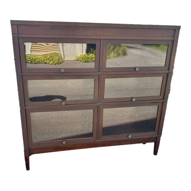 Antique Globe Wernicke Arts & Crafts Mahogany Three Stack Double Barrister Bookcase For Sale