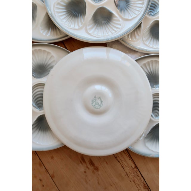 Vintage Oyster Plates in Blue-Grey Gradient Earthenware from Moulin Des Loups, 1970s, Set of 6 For Sale - Image 6 of 8