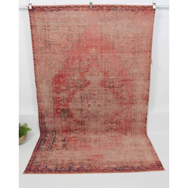 1970s Vintage Handmade Wool Cotton Red Area Rug For Sale - Image 12 of 12