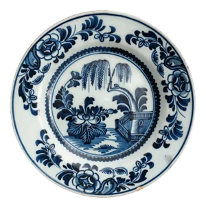 18th-Century Antique Delft Chinoiserie Plate