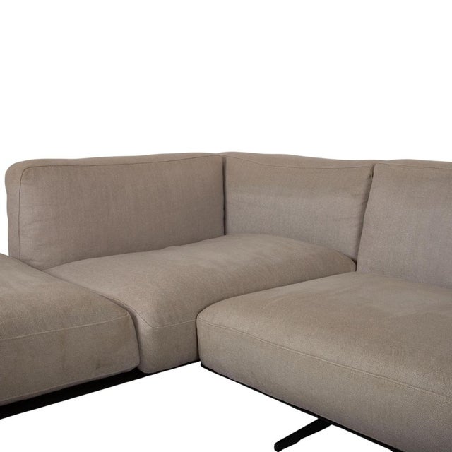 Soft Dream Set Fabric Corner Sofa and Ottoman in Beige Cream by Antonio Citterio for Flexform, Set of 2 For Sale - Image 9 of 18