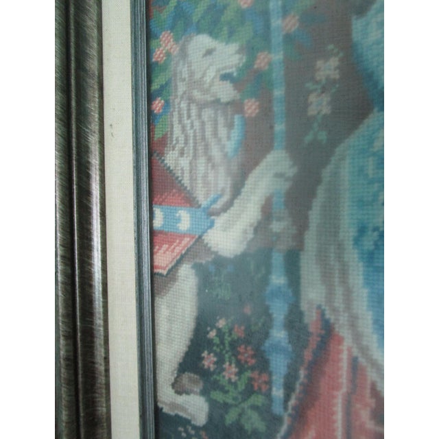My Only Desire the Lady and the Unicorn Vintage Finished Needlepoint Framed Under Glass For Sale In Phoenix - Image 6 of 16