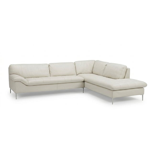 Modern Pebble Grain Leather Sectional Sofa With Right Facing Chaise For Sale - Image 11 of 11