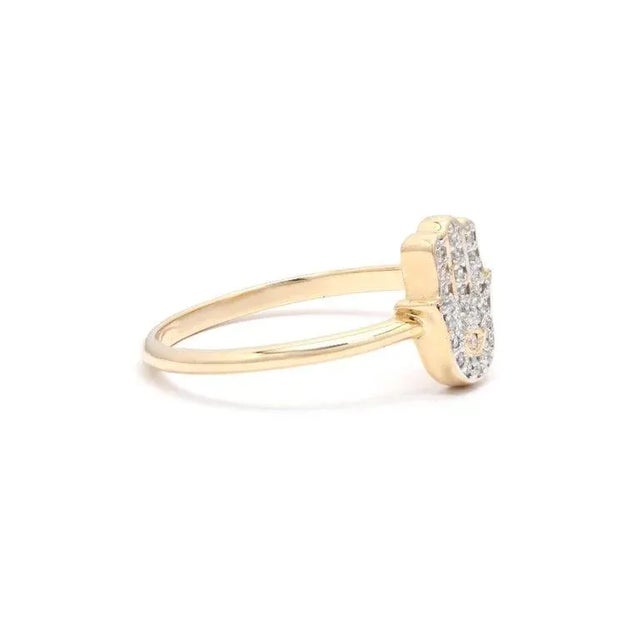 Not Yet Made - Made To Order Modern Hamsa Hand Diamond Promise Ring Size 7 in 14k Yellow Gold For Sale - Image 5 of 13