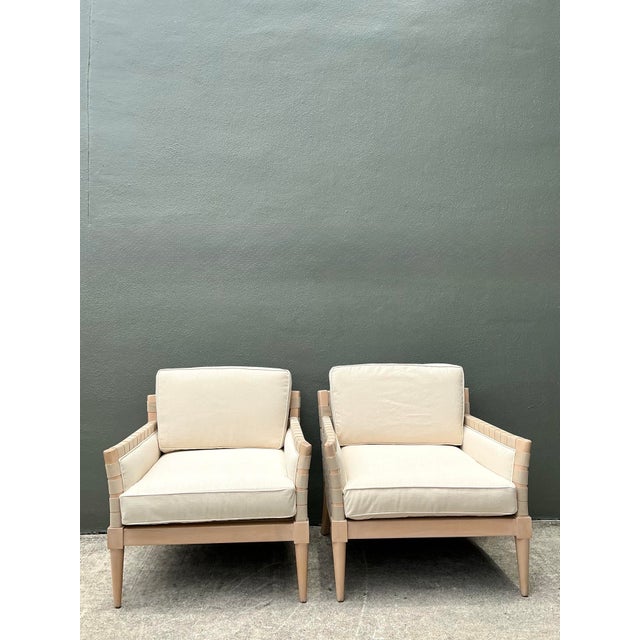 Niedermaier Vintage Niedermaier Wood and Strap Lounge Chairs - Pair For Sale - Image 4 of 12