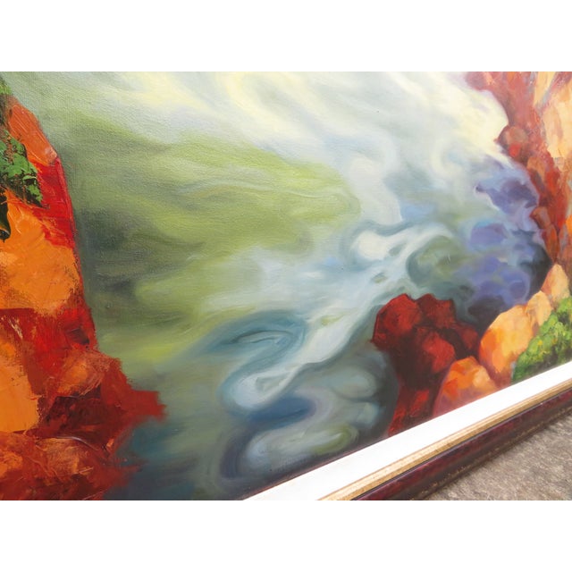 Late 20th Century Large Contemporary West Coast Ocean Cliffs Seascape Oil Painting ~ California or Pacific Northwest Bluffs Art For Sale - Image 13 of 16