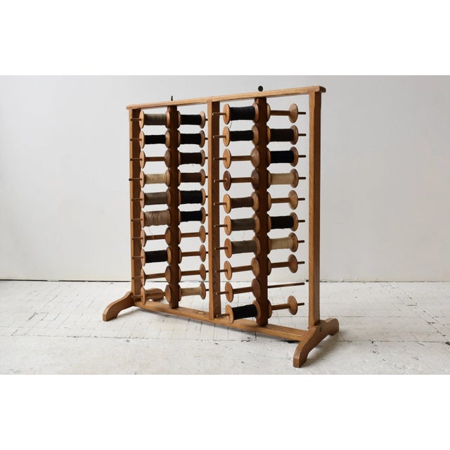 Vintage Oak Frame Cord/Yarn Bobbin Storage Rack, Circa 1940s-50s For Sale In New York - Image 6 of 17