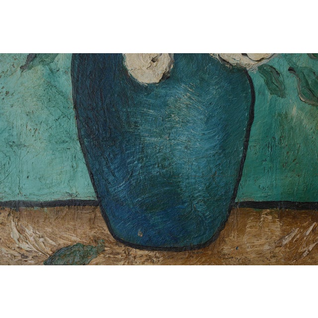 1950s 1950s Mid Century Impressionist Erik Martin Flowers Still Life Painting For Sale - Image 5 of 16